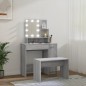 vidaXL Schminktisch-Set mit LED Grau Sonoma Holzwerkstoff vidaXL Schminktisch-Set mit LED Grau Sonoma Holzwerkstoff