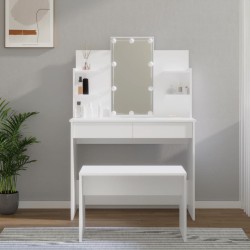 vidaXL Schminktisch-Set mit LED Weiß Holzwerkstoff