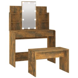 vidaXL Schminktisch-Set mit LED Räuchereiche Holzwerkstoff