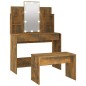 vidaXL Schminktisch-Set mit LED Räuchereiche Holzwerkstoff vidaXL Schminktisch-Set mit LED Räuchereiche Holzwerkstoff