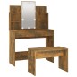 vidaXL Schminktisch-Set mit LED Räuchereiche Holzwerkstoff vidaXL Schminktisch-Set mit LED Räuchereiche Holzwerkstoff