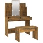 vidaXL Schminktisch-Set mit LED Räuchereiche Holzwerkstoff vidaXL Schminktisch-Set mit LED Räuchereiche Holzwerkstoff