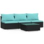 vidaXL 4-tlg. Garten-Lounge-Set mit Kissen Schwarz Poly Rattan vidaXL 4-tlg. Garten-Lounge-Set mit Kissen Schwarz Poly Rattan