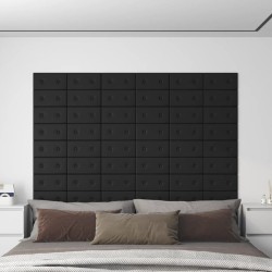 Wandpaneele 12 Stk. Schwarz 30x15 cm Kunstleder 0,54 m²