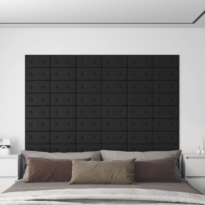 Wandpaneele 12 Stk. Schwarz 30x15 cm Kunstleder 0,54 m² Wandpaneele 12 Stk. Schwarz 30x15 cm Kunstleder 0,54 m²