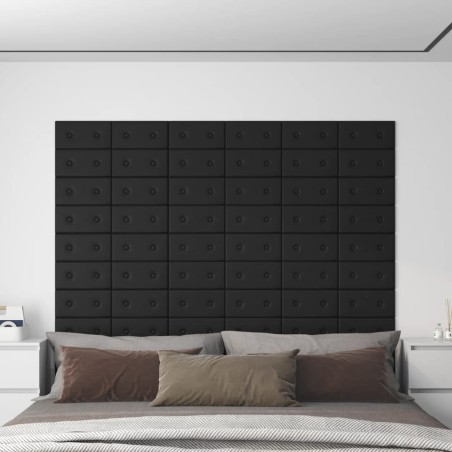Wandpaneele 12 Stk. Schwarz 30x15 cm Kunstleder 0,54 m²