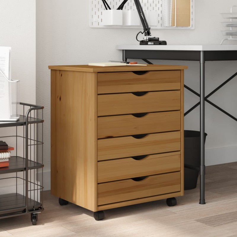 vidaXL Rollschrank mit Schubladen MOSS Honigbraun Massivholz Kiefer vidaXL Rollschrank mit Schubladen MOSS Honigbraun Massivholz Kiefer