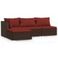 vidaXL 4-tlg. Garten-Lounge-Set mit Kissen Braun Poly Rattan vidaXL 4-tlg. Garten-Lounge-Set mit Kissen Braun Poly Rattan