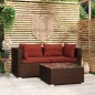 vidaXL 3-tlg. Garten-Lounge-Set mit Kissen Braun Poly Rattan vidaXL 3-tlg. Garten-Lounge-Set mit Kissen Braun Poly Rattan