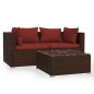 vidaXL 3-tlg. Garten-Lounge-Set mit Kissen Braun Poly Rattan vidaXL 3-tlg. Garten-Lounge-Set mit Kissen Braun Poly Rattan
