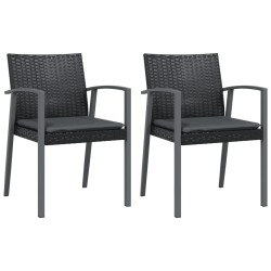 vidaXL Gartenstühle mit Kissen 2 Stk. Schwarz 56,5x57x83cm Poly Rattan