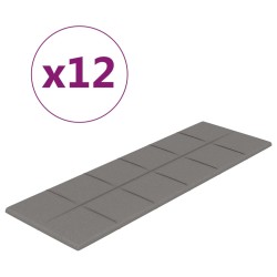Wandpaneele 12 Stk. Hellgrau 90x30 cm Stoff 3,24 m²