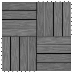 vidaXL Terrassenfliesen 11 Stk. Tief Geprägt WPC 30x30cm 1 qm Grau
