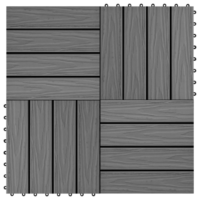 vidaXL Terrassenfliesen 11 Stk. Tief Geprägt WPC 30x30cm 1 qm Grau vidaXL Terrassenfliesen 11 Stk. Tief Geprägt WPC 30x30cm 1 qm Grau