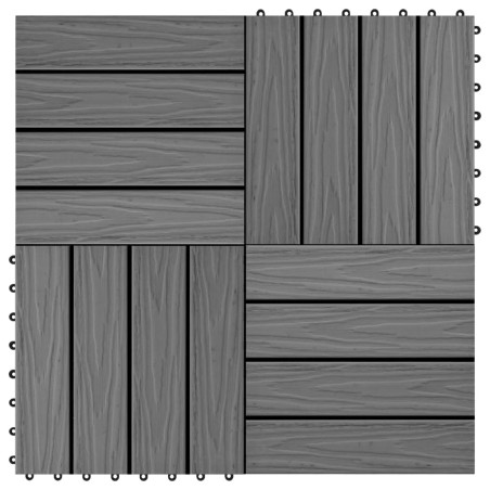 vidaXL Terrassenfliesen 11 Stk. Tief Geprägt WPC 30x30cm 1 qm Grau