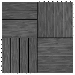 vidaXL Terrassenfliesen 11 Stk. Tief Geprägt WPC 30x30cm 1 qm Schwarz