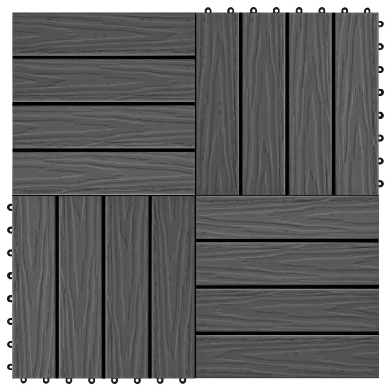 vidaXL Terrassenfliesen 11 Stk. Tief Geprägt WPC 30x30cm 1 qm Schwarz vidaXL Terrassenfliesen 11 Stk. Tief Geprägt WPC 30x30cm 1 qm Schwarz