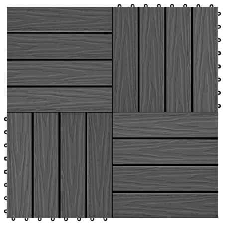 vidaXL Terrassenfliesen 11 Stk. Tief Geprägt WPC 30x30cm 1 qm Schwarz