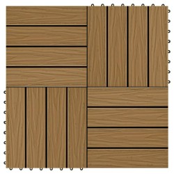 vidaXL Terrassenfliesen 11Stk. Tief Geprägt WPC 30x30cm 1 qm Teakfarbe