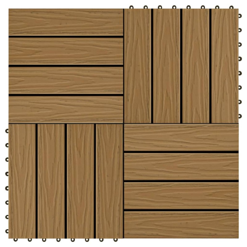 vidaXL Terrassenfliesen 11Stk. Tief Geprägt WPC 30x30cm 1 qm Teakfarbe vidaXL Terrassenfliesen 11Stk. Tief Geprägt WPC 30x30cm 1 qm Teakfarbe