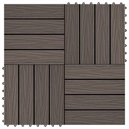 vidaXL Terrassenfliesen 11Stk Tief Geprägt WPC 30x30cm 1qm Dunkelbraun