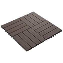 vidaXL Terrassenfliesen 11Stk Tief Geprägt WPC 30x30cm 1qm Dunkelbraun