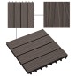vidaXL Terrassenfliesen 11Stk Tief Geprägt WPC 30x30cm 1qm Dunkelbraun vidaXL Terrassenfliesen 11Stk Tief Geprägt WPC 30x30cm 1qm Dunkelbraun
