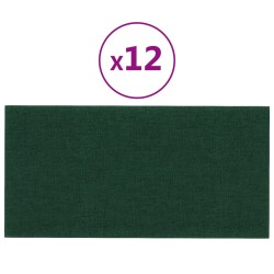 Wandpaneele 12 Stk. Dunkelgrün 60x30 cm Stoff 2,16 m²