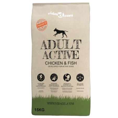 vidaXL Premium-Trockenhundefutter Adult Active Chicken & Fish 15 kg