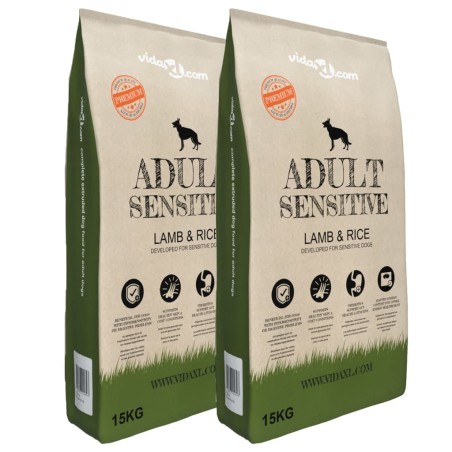vidaXL Premium-Trockenhundefutter Adult Sensitive Lamb & Rice 2 x 15 kg