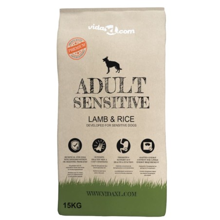 vidaXL Premium-Trockenhundefutter Adult Sensitive Lamb & Rice 2 x 15 kg