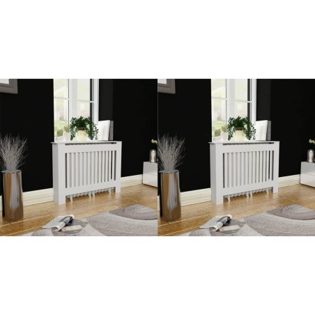 vidaXL Heizkörperabdeckung 2 Stk. Weiß MDF 112 cm