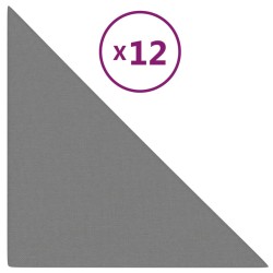 Wandpaneele 12 Stk. Hellgrau 30x30 cm Stoff 0,54 m²