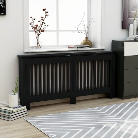 vidaXL Heizkörperverkleidung Schwarz 172 x 19 x 81 cm MDF