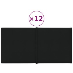 Wandpaneele 12 Stk. Schwarz 30x15 cm Stoff 0,54 m²