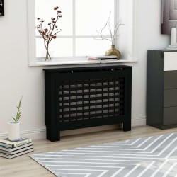 vidaXL Heizkörperverkleidung Schwarz 112 x 19 x 81 cm MDF