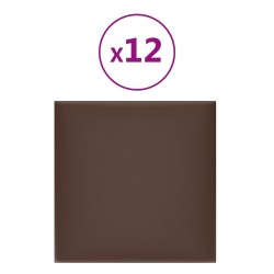 Wandpaneele 12 Stk. Braun 30x30 cm Kunstleder 1,08 m²