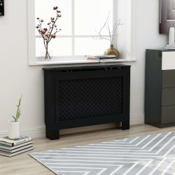 vidaXL Heizkörperverkleidung Schwarz 112x19x81,5 cm MDF