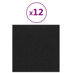 vidaXL Wandpaneele 12 Stk. Schwarz 30x30 cm Stoff 1,08 m²