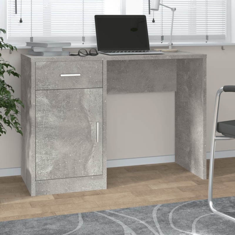 vidaXL Schreibtisch mit Stauraum Betongrau 100x40x73 cm Holzwerkstoff vidaXL Schreibtisch mit Stauraum Betongrau 100x40x73 cm Holzwerkstoff