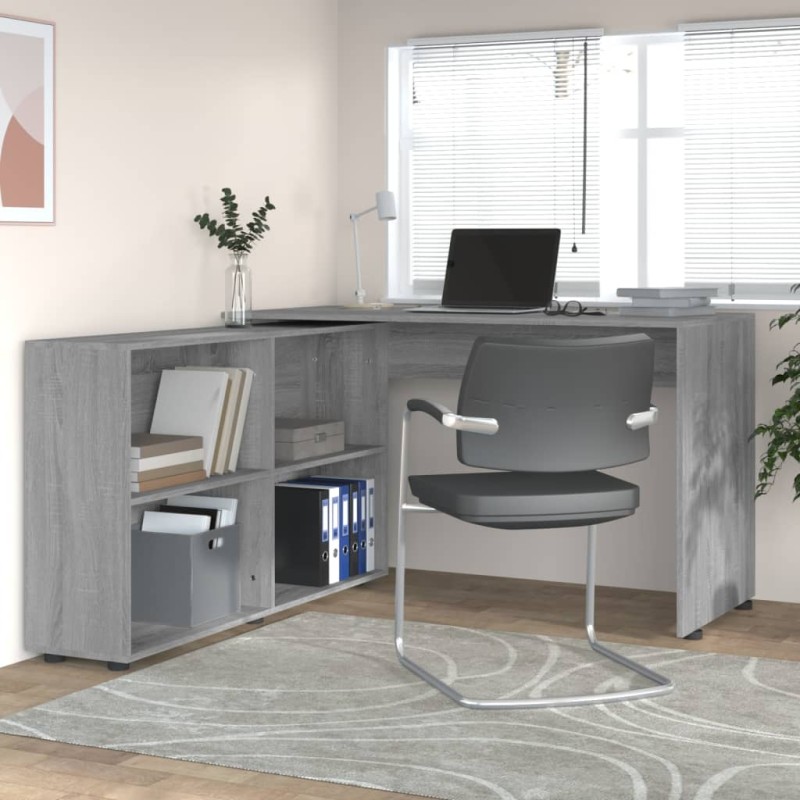 vidaXL Eckschreibtisch Grau Sonoma Holzwerkstoff vidaXL Eckschreibtisch Grau Sonoma Holzwerkstoff