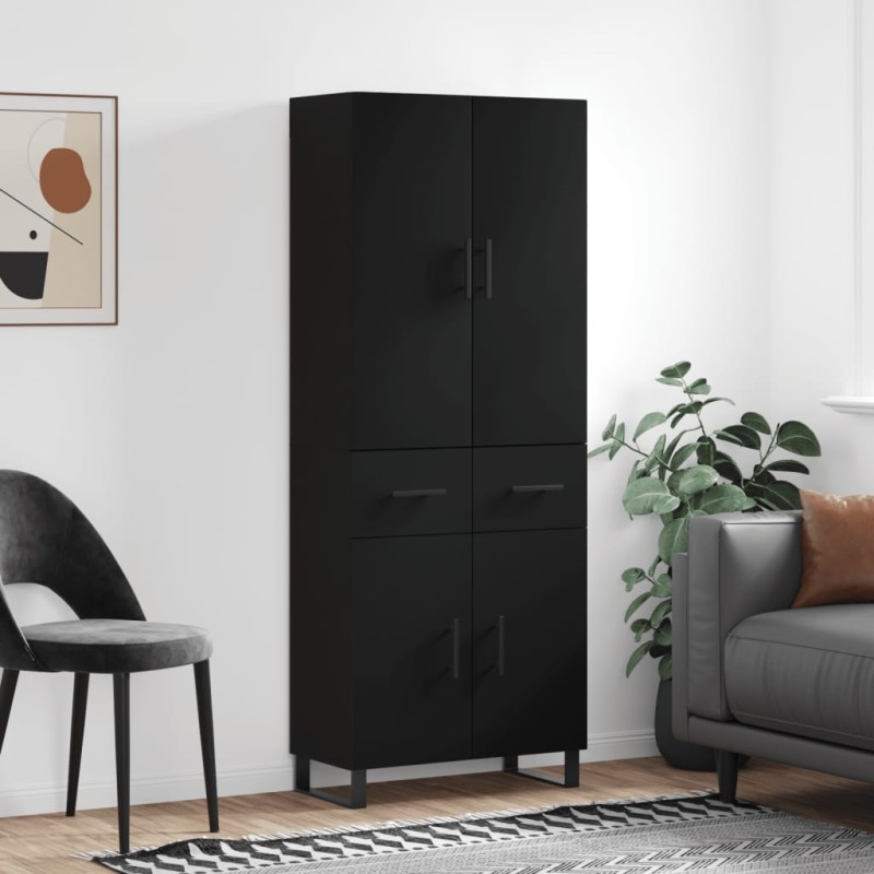 Highboard Schwarz 69,5x34x180 cm Holzwerkstoff Highboard Schwarz 69,5x34x180 cm Holzwerkstoff