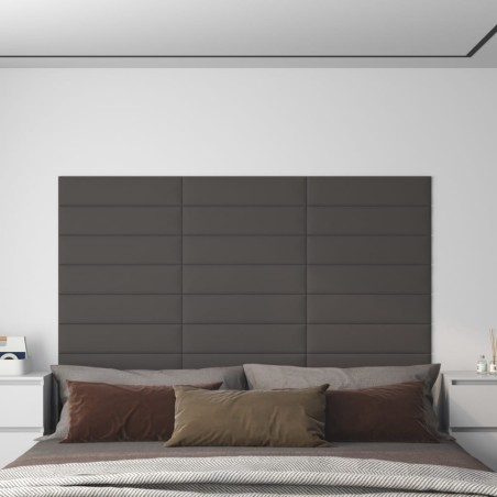 Wandpaneele 12 Stk. Dunkelgrau 60x15 cm Stoff 1,08 m²