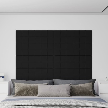 Wandpaneele 12 Stk. Schwarz 90x30 cm Stoff 3,24 m²