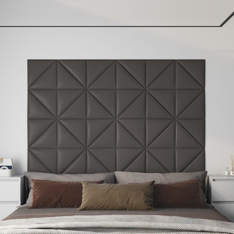 Wandpaneele 12 Stk. Grau 30x30 cm Kunstleder 0,54 m² Wandpaneele 12 Stk. Grau 30x30 cm Kunstleder 0,54 m²