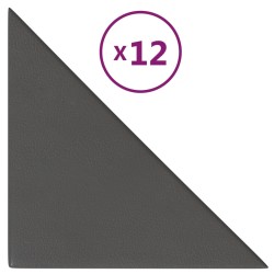 Wandpaneele 12 Stk. Grau 30x30 cm Kunstleder 0,54 m²