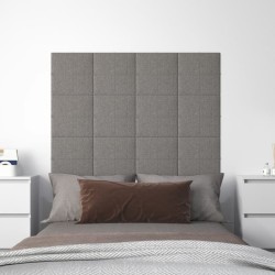 Wandpaneele 12 Stk. Hellgrau 30x30 cm Stoff 1,08 m²