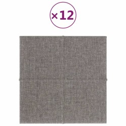 Wandpaneele 12 Stk. Hellgrau 30x30 cm Stoff 1,08 m²