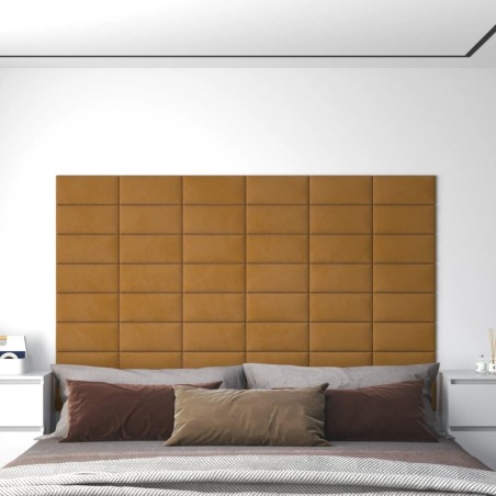Wandpaneele 12 Stk. Braun 30x15 cm Samt 0,54 m²