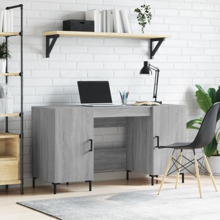 vidaXL Schreibtisch Grau Sonoma 140x50x75 cm Holzwerkstoff